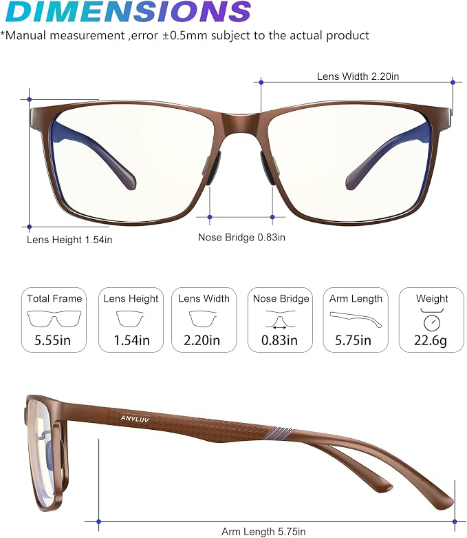 ANYLUV Blue Light Glasses Men, Relieve Eyestrain and Eye Protection, Al-Mg - Image 4