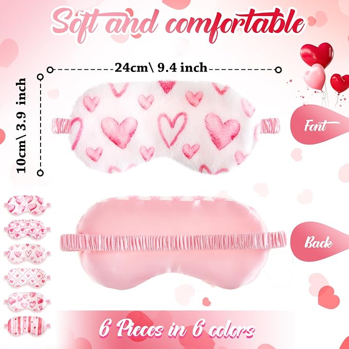 Cuffbow 6 Pack Plush Sleep Mask Set, Cute Plush Eye Masks - Image 2