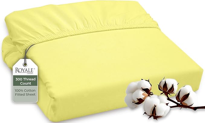 ROYALE LINENS 300 Thread Count 100% Long Staple Combed Cotton Fitted Sheet King by ROYALELINENS