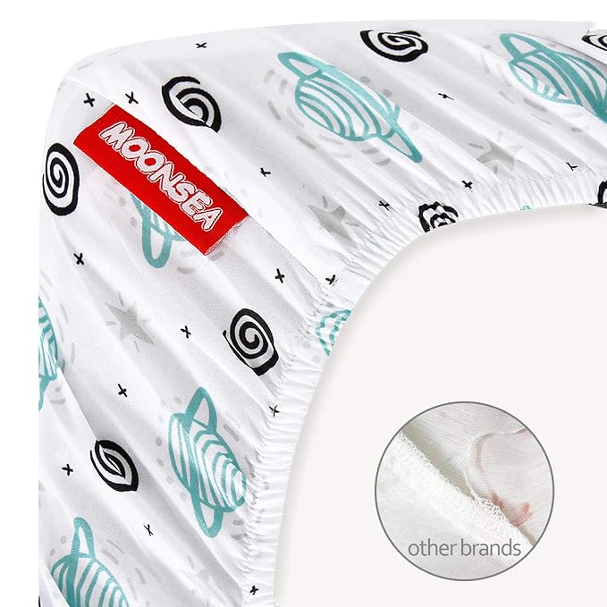 Pack and Play Sheets, 2 Pack Mini Crib Sheets, Stretchy Playard Fitted Sheet - Image 3