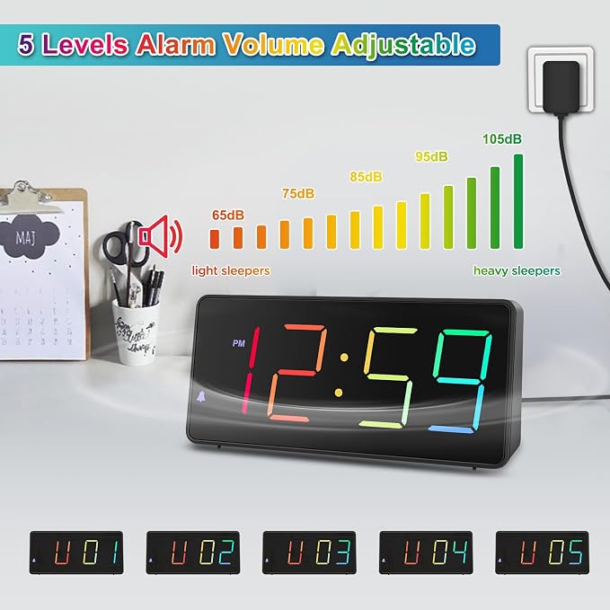 Peakeep Digital Alarm Clock for Bedroom Bedside, Extra Loud for Heavy Sleepers - Image 5