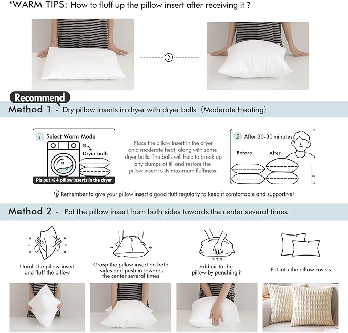 MIULEE 12x20 Inches Pillow Inserts Pack of 2, Decorative Throw Pillow Inserts - Image 2