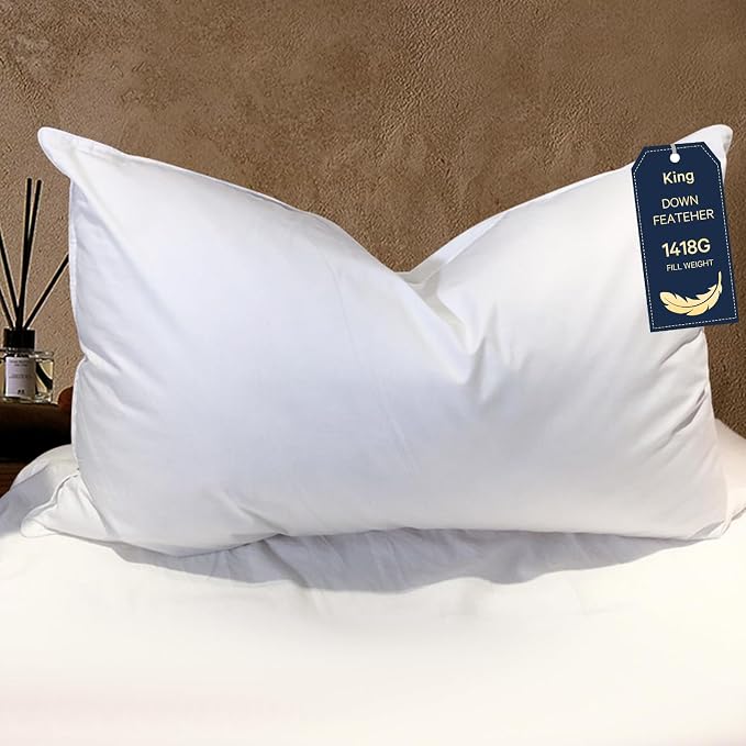 BHZ King Pillow Feather Down Hotel My King Pillow Bed Goose Pillows Alternative by BHZHouseholdProducts