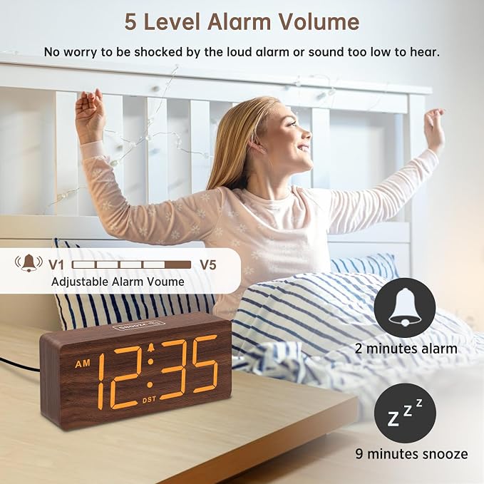 DreamSky Wooden Digital Alarm Clock - Image 3