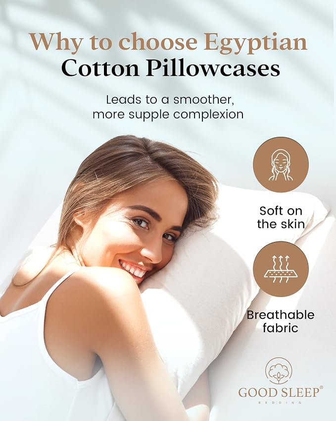 Set of 4 Pillow Cases Queen Standard, 800 TC 100% Egyptian Cotton, Silky Soft - Image 2