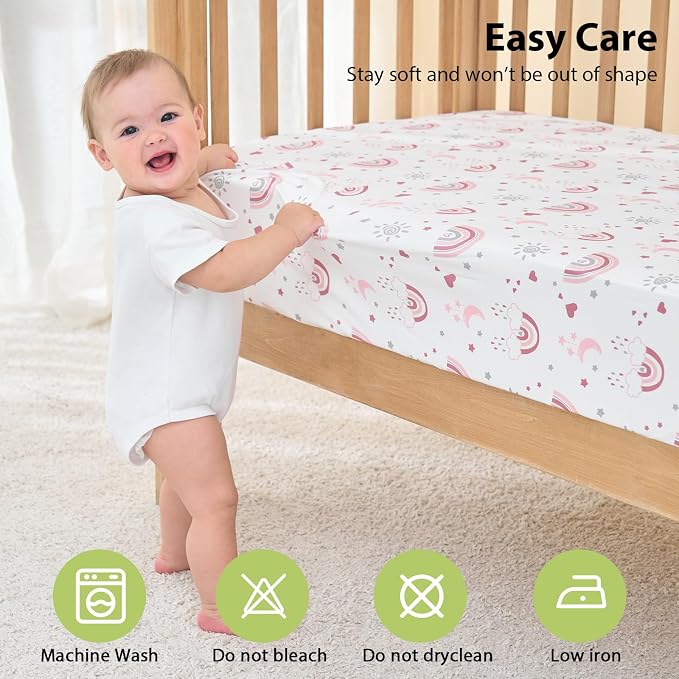 Baby Crib Sheets Girl, 3 Pack Toddler Bed Sheets Fitted - Image 7