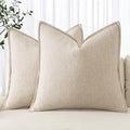 MIULEE Decorative Linen Euro Sham Pillow Covers 28x28 Inch Natural Beige Boho by MIULEE