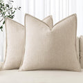 MIULEE Decorative Linen Pillow Covers 16x16 Inch Natural Beige Boho Farmhouse by MIULEE