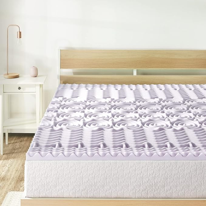Mellow 1.5 Inch 5-Zone Memory Foam Mattress Topper, Soothing Lavender Infusion - Image 2