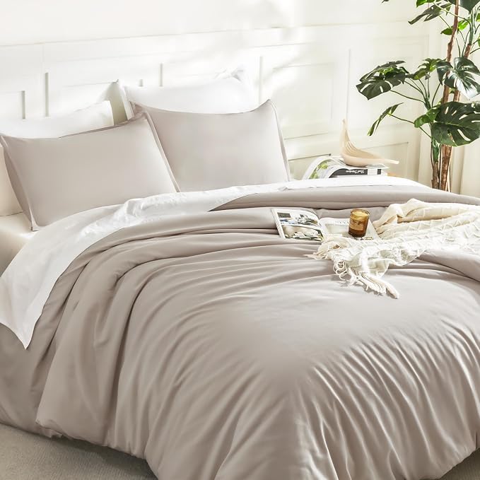 Litanika Oversized King Comforter 120x98, 3 Pieces Linen Lightweight Solid - Image 5