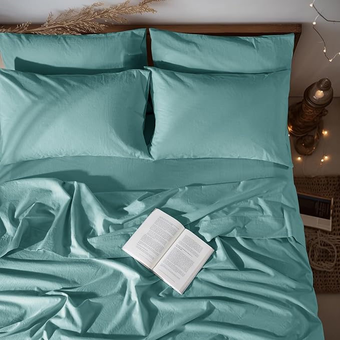 LBRO2M 100% Pure Linen Sheet Set Deep Pocket Up to 16" Bed Sheets Sets by LBRO2MBedding