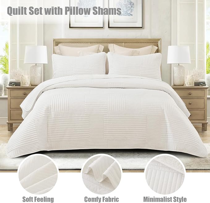 Whale Flotilla Ultra Soft King Quilt Bedding Set, Lightweight Microfiber White - Image 2