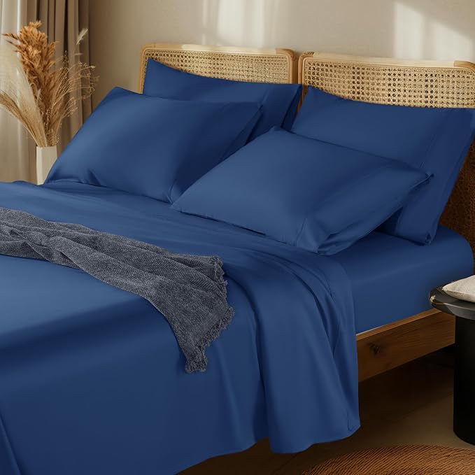 LBRO2M 1000 Thread Count 100% Egyptian Cotton Sheets Set 6 Piece Sets Queen Bed by LBRO2MBedding