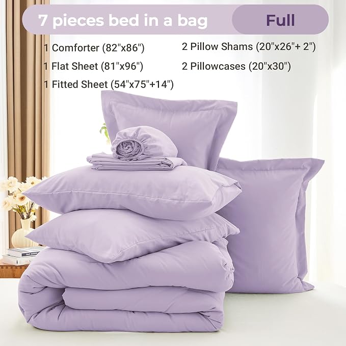 MUXHOMO 7 Pieces Full Comforter Set, Soft Bed in a Bag Full Size, All Season - Image 4