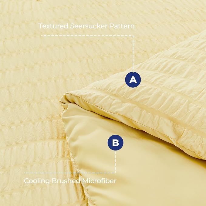 HYMOKEGE Yellow Twin XL Comforter Set Seersucker 5 Pieces, All Season Luxury - Image 4