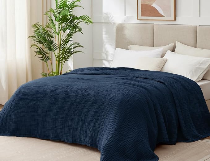 100% Cotton Muslin Blanket King 108" x 90", 6 Layers Breathable and Lightweight - Image 2