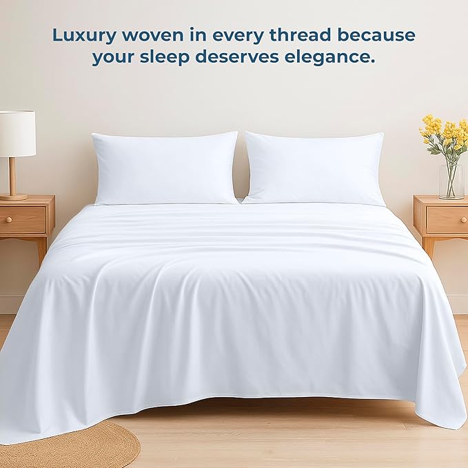 Royale Linens 100% Organic Cotton Queen Flat Sheet Only - Image 6