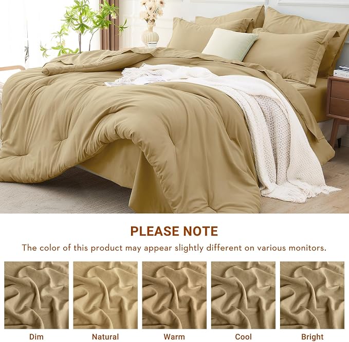 MUXHOMO 7 Pieces Queen Comforter Set, Soft Bed in a Bag Queen Size, All Season - Image 5
