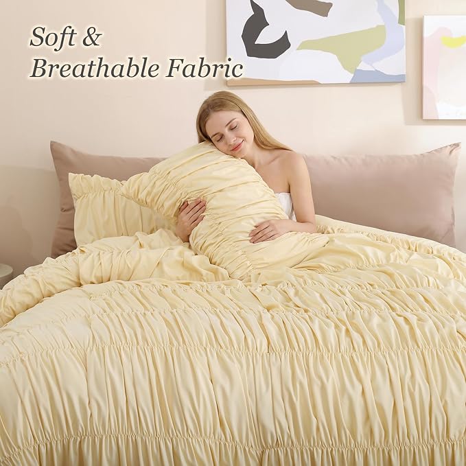 weigelia Cinched Comforter Set Full – Soft Girl Ruched Bedding Set, Apartment & - Image 3