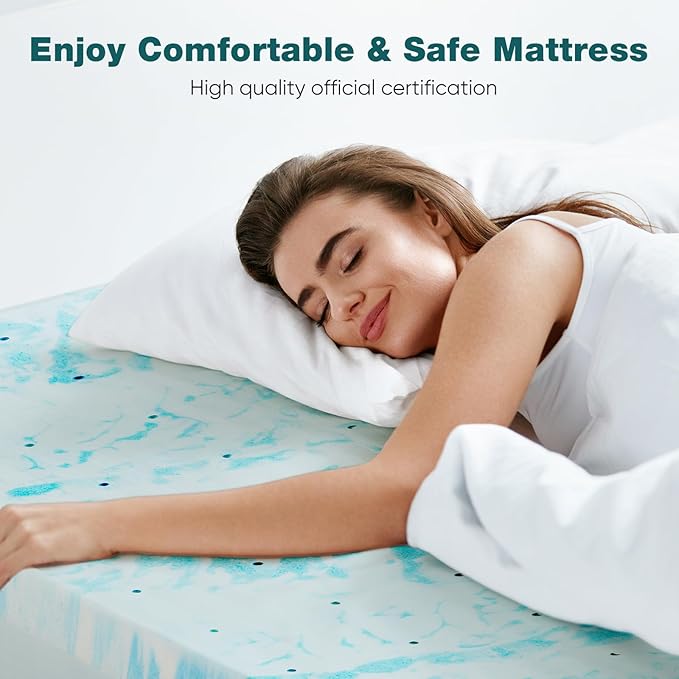 Sweetcrispy Memory Foam Mattress Topper Twin, 4 Inch Thick Gel Infused Cooling - Image 5