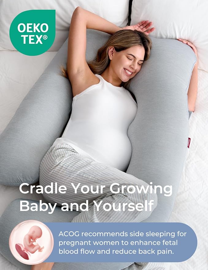 Momcozy Pregnancy Pillows with Cooling Cover, U-Shaped Full Body Maternity - Image 3