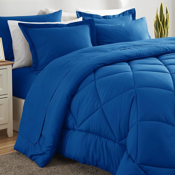CozyLux King Size Comforter Set Classic Blue - Image 8