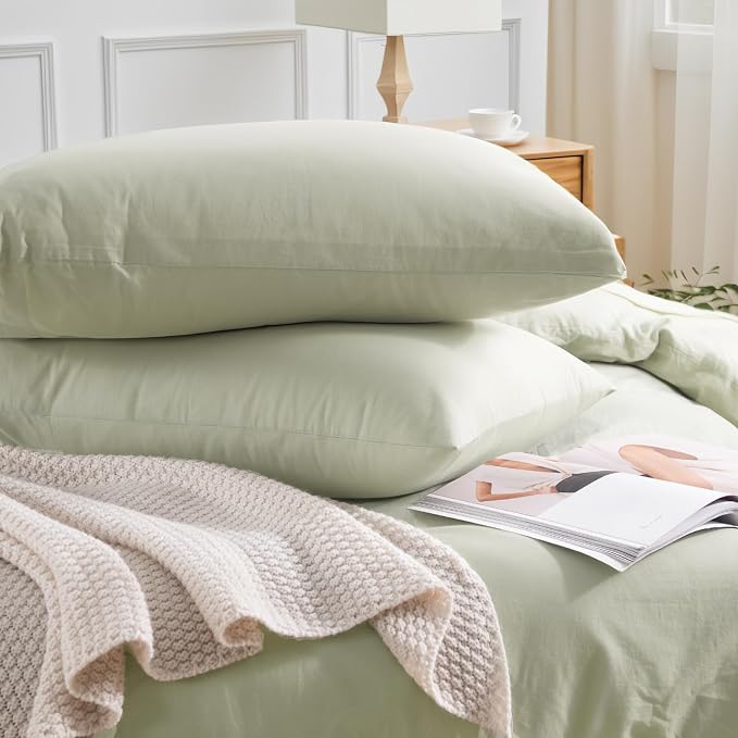 NEXHOME PRO Duvet Cover Set California King Linen Feel Textured Organic Natural - Image 5