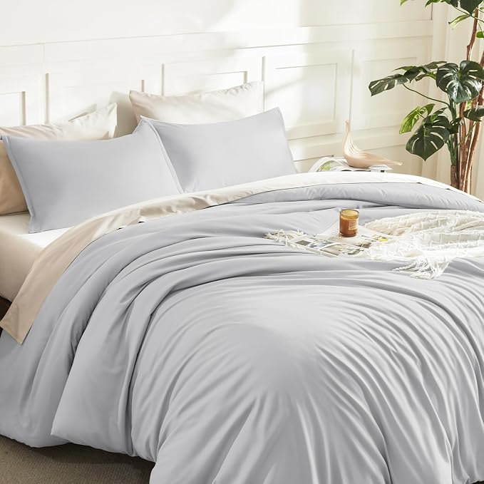 Litanika Light Grey Comforter Queen Size, 3 Pieces Lightweight Solid Bedding - Image 5