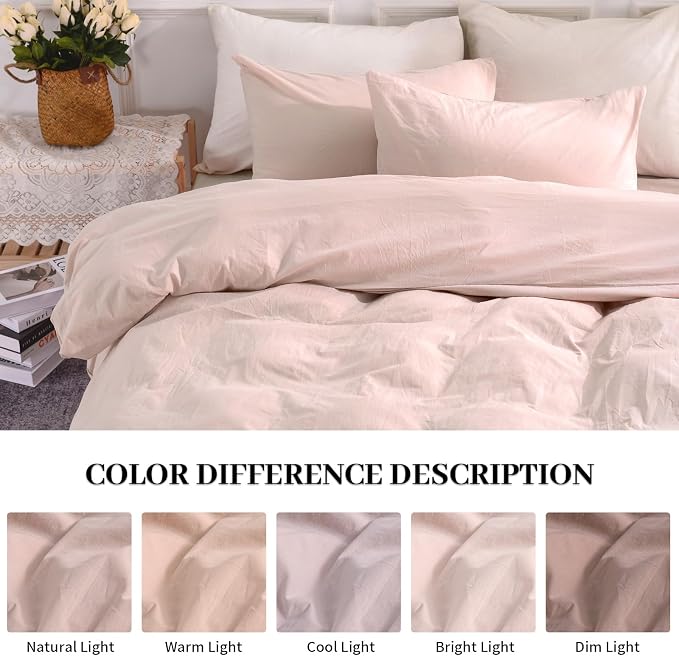 NEXHOME PRO Duvet Cover Set Oversized Queen 98"x98" Linen Look Textured Organic - Image 3