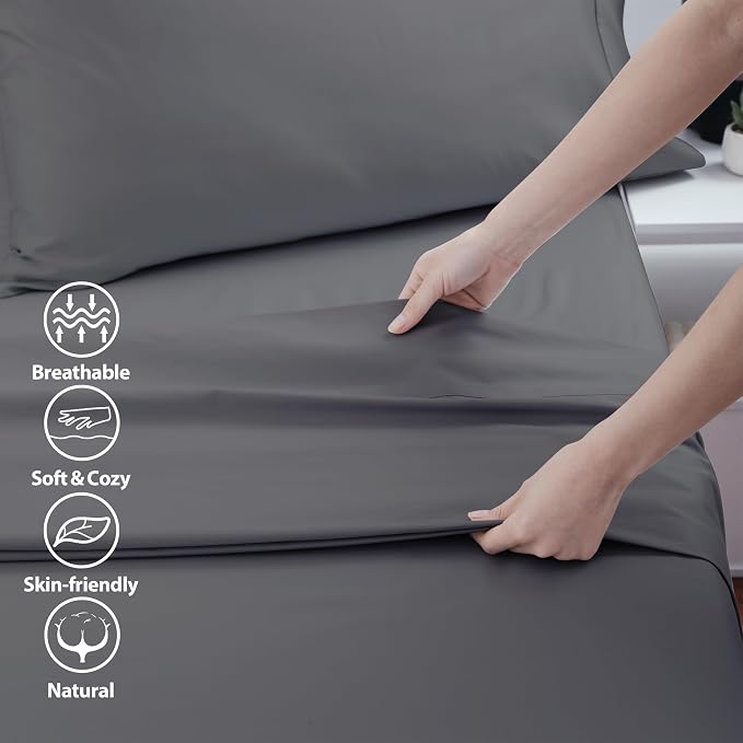 Cotton Cal King Flat Sheet Only, 600 Thread Count 100% Egyptian Cotton Top - Image 3