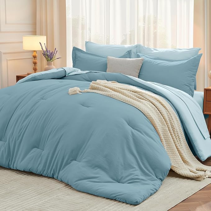 MUXHOMO 7 Pieces King Comforter Set, Soft Bed in a Bag King Size, All Season by MUXHOMO