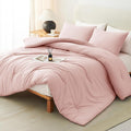 CozyLux California King Comforter Set Blush Pink, 3 Pieces Cal King Solid by CozyLux