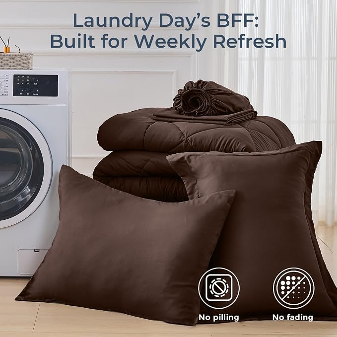 HEVUMYI Brown Twin Comforter Set - Image 7