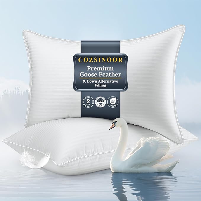 COZSINOOR Goose Feather Pillows King Size Set of 2 by COZSINOORBEDDING