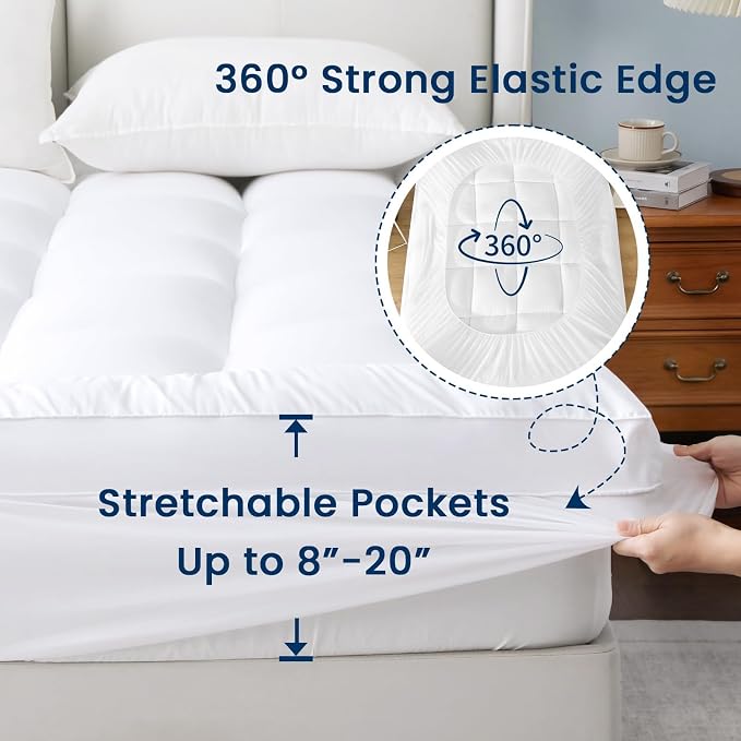 YUGYVOB Mattress Pad Extra Thick, and Breathable King Mattress Topper 8-21" - Image 7