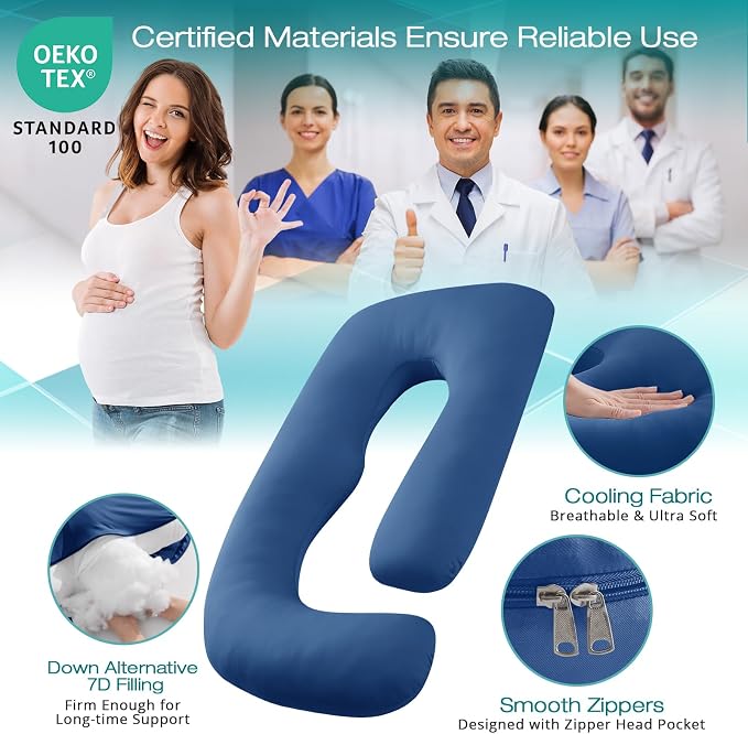 Sasttie Pregnancy Pillows for Sleeping, Jumbo U Shaped Cooling Full Body Pillow - Image 3