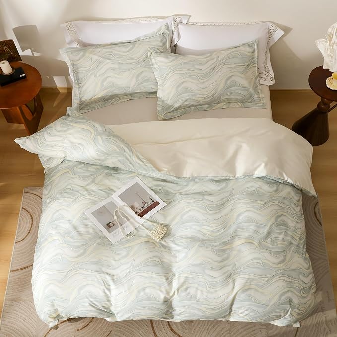 OAITE Duvet Cover Set Queen Size Floral Pattern Ultra Soft 100% Cotton Duvet - Image 3