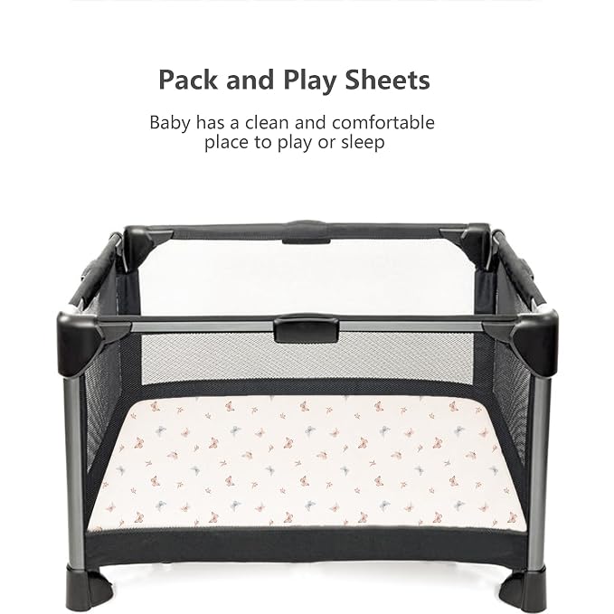 Konssy Muslin Mini Crib Sheets, 100% Soft Cotton Pack and Play Sheets - Image 5
