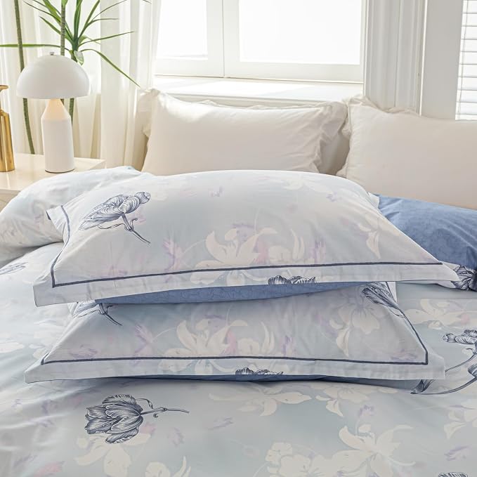 OAITE Duvet Cover Set Twin Size Floral Pattern 500 Thread Count Ultra Soft 100% - Image 6