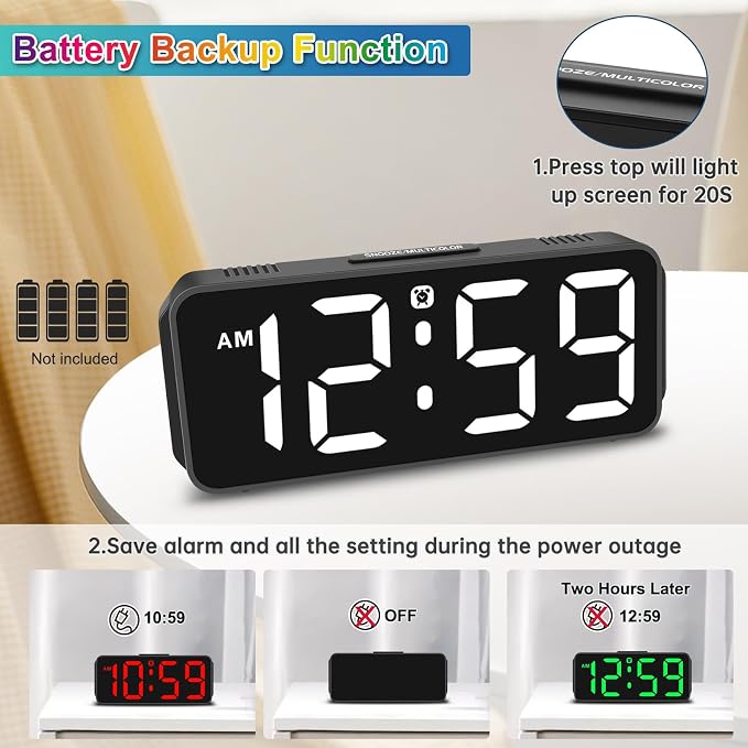 Peakeep Small Tiny Digital Alarm Clock Plug in - Image 5