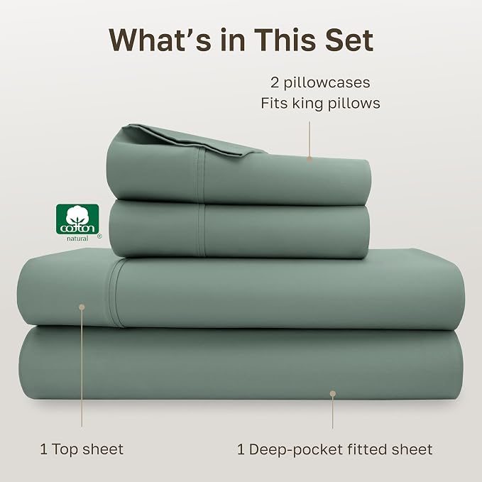 California Design Den Soft 100% Cotton Bed Sheets King Size Set, 400 Thread - Image 4