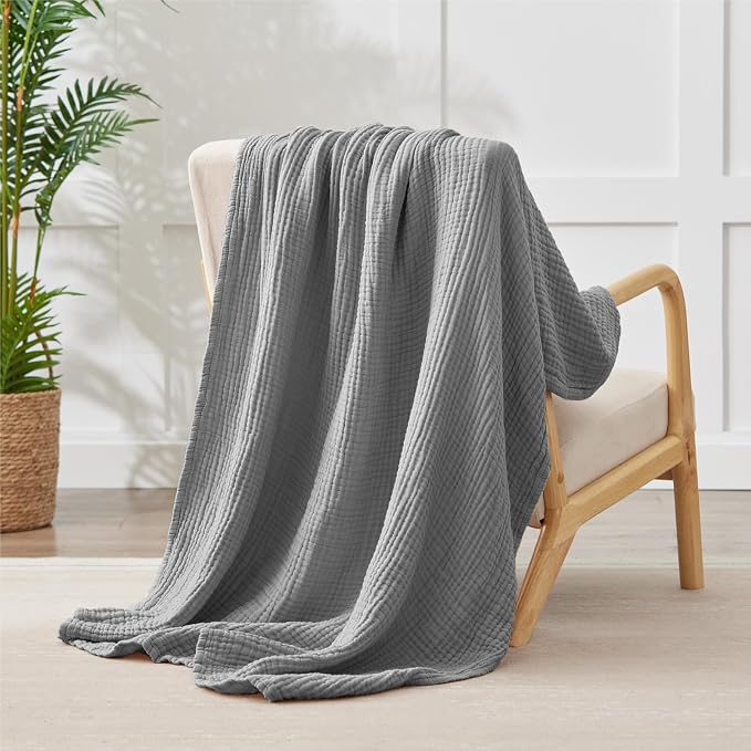 100% Cotton Muslin Blanket 50" x 60", Breathable and Lightweight Cotton Throw - Image 5