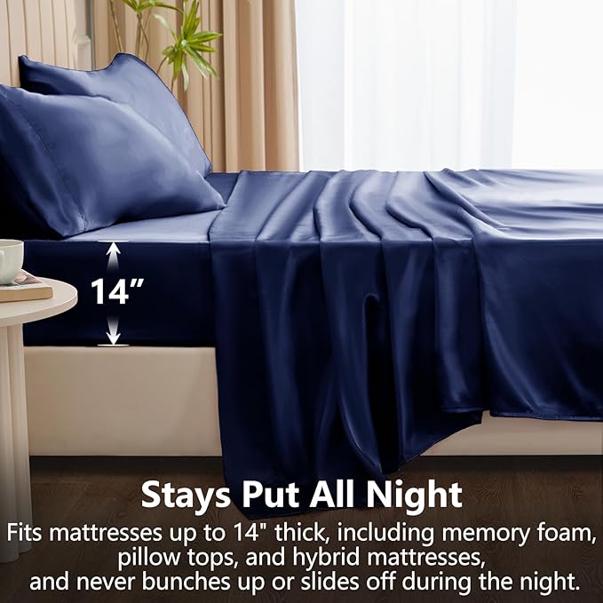 CozyLux Satin Sheets Queen Size Bed Set - Image 4