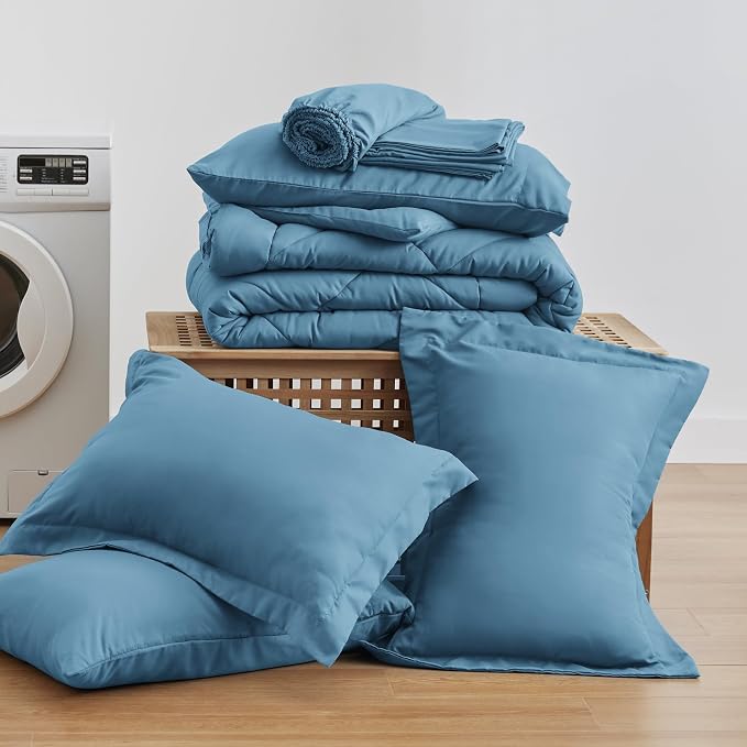 Love's cabin Full Comforter Set Misty Blue, 7 Pieces Full Bed in a Bag - Image 6