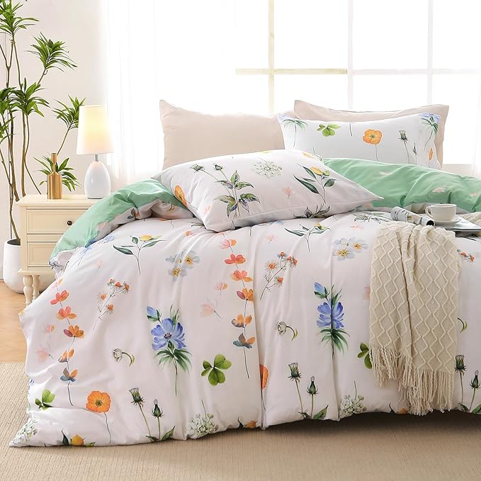 MUXHOMO Duvet Cover Full Size, Reversible Floral Multicolor Duvet Cover Set by MUXHOMO