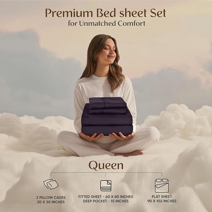 Utopia Bedding Queen Size Sheet Set – 4 Piece Bed Sheets, Soft and Breathable - Image 2