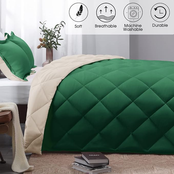 Basic Beyond - Forest Green King Size Reversible Down Alternative Bed Comforter - Image 2
