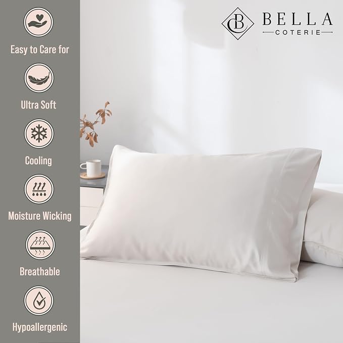 Bella Coterie | Luxury Bamboo Viscose Queen Size Pillowcase Set | 100% - Image 2