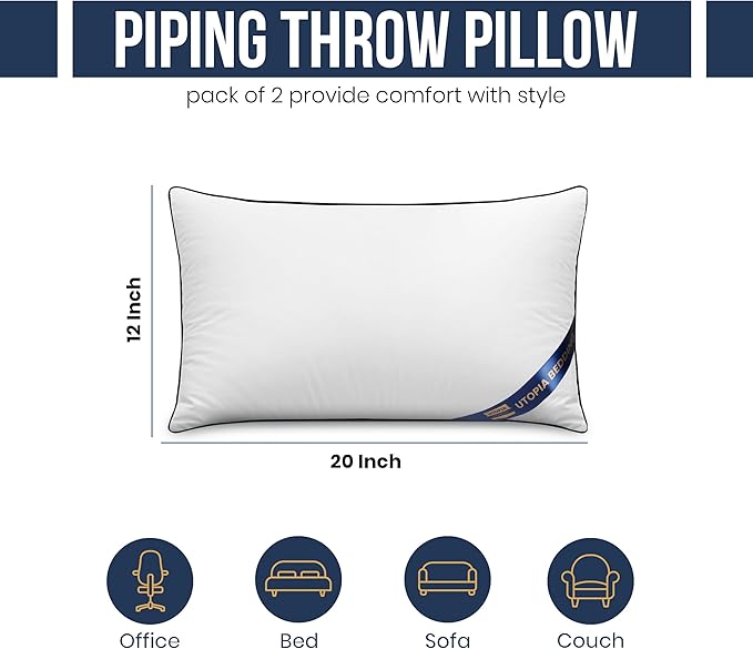 Utopia Bedding Throw Pillow Inserts, 12 x 20 Inches Decorative Indoor Pillows - Image 2