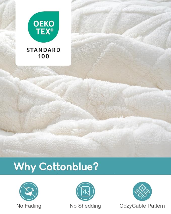 Cottonblue Jacquard Sherpa Weighted Blanket 20lbs - Image 3